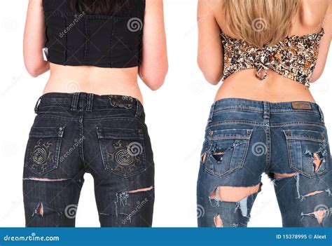 Two girls wearing jeans stock image. Image of broken - 15378995