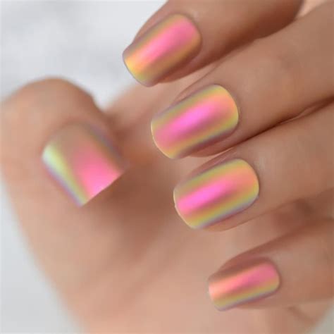 Faux ongles - YWEI - L6209 - Carrés transparents et blancs - 24 pièces ...