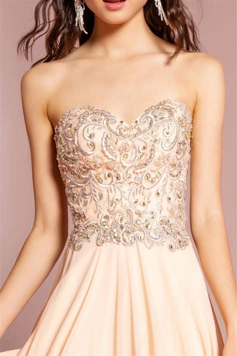 Aqua Prom Strapless Sweetheart Chiffon Evening Gown Long | DressOutlet