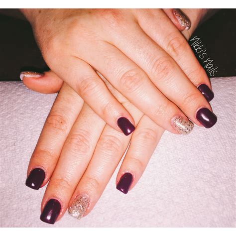 Plum nails with sparkle accent 🍷 | Plum nails, Nails, Sparkle nails