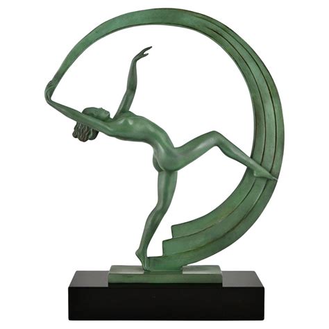 Limousin Art Deco Style Silver Finished Nude Flapper Dancer with Hoop