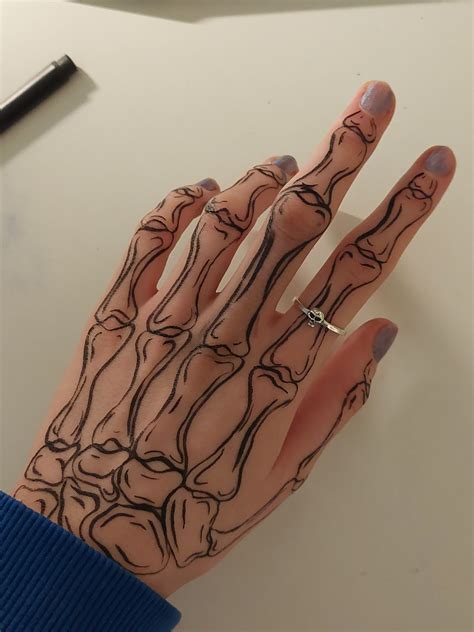 Skeleton drawn on hand – Artofit