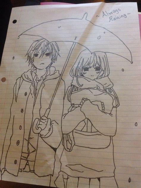 Anime Couple Sketch at PaintingValley.com | Explore collection of Anime ...