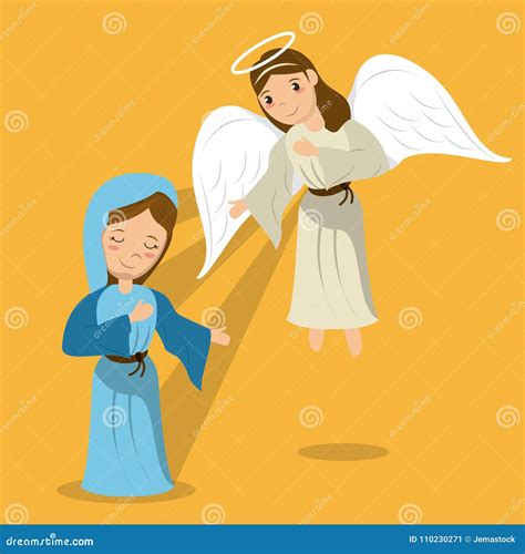 Virgin Mary with Angel Annunciation Scene Stock Vector - Illustration
