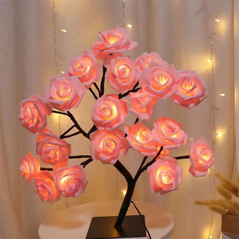 LED настольная лампа роза дерево Ligghig | AliExpress