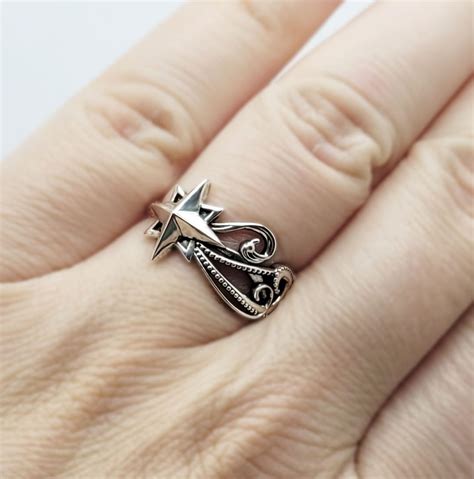 shooting star ring sterling silver star ring recycled silver star ring