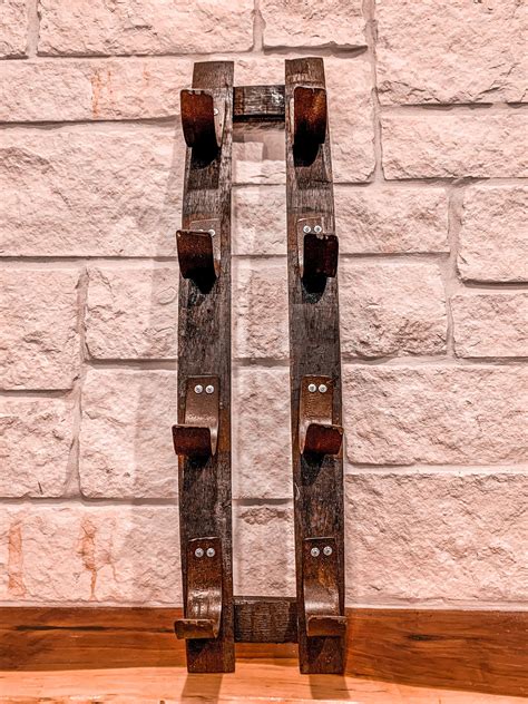 Whiskey Barrel Wine Rack. 4-5 Bottles. Rustic Rack With Steel - Etsy