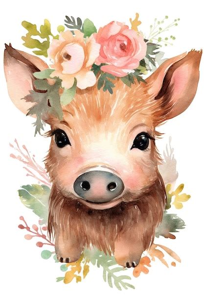 Premium AI Image | Wild boar watercolor clipart cute isolated on white ...