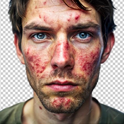 Seborrheic dermatitis face on transparent background | Premium AI