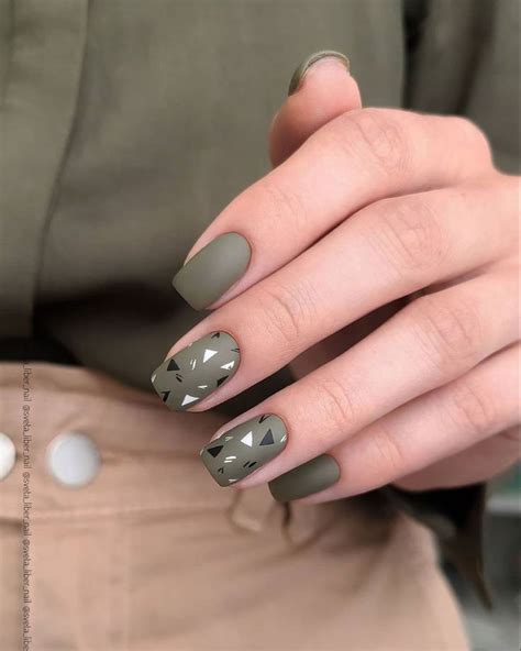 Хаки матовый | Nail jewelry, Stylish nails art, Gel nails
