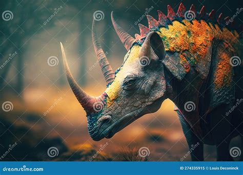 Parasaurolophus Colorful Dangerous Dinosaur in Lush Prehistoric Nature ...