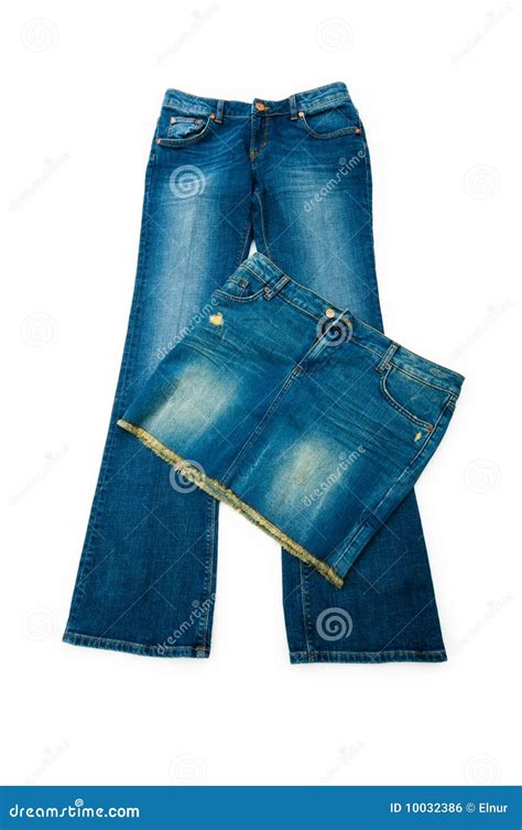 Pair of jeans isolated stock photo. Image of button, object - 10032386