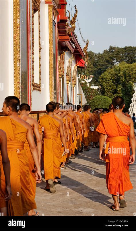 thailand bangkok young buddhist monks   buddhist temple stock