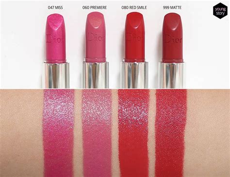 DIOR Rouge Dior Lipsticks: 047 MISS, 060 PREMIERE, 080 RED SMILE, 999 ...