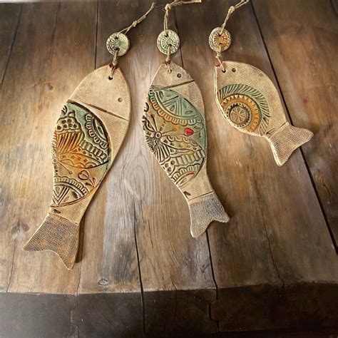 handmade ceramic fish ceramic fish sculpture fish wall hanging