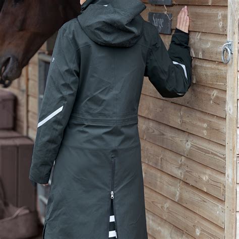 sale equetech utopia long waterproof riding coat khaki green