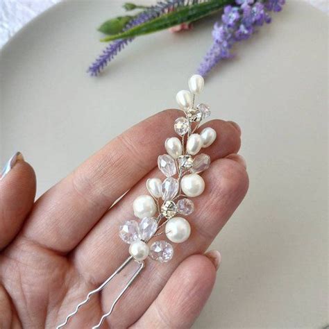 pearl crystal wedding hair pins pearl wedding headpiece etsy pearl