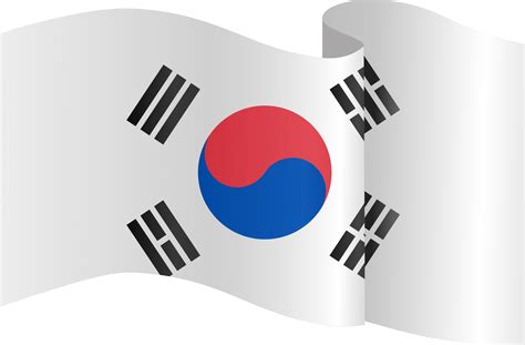 South Korea flag wave isolated on png or transparent background ...