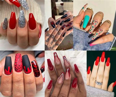 Top 10 Coffin Red Nail Designs - Nails Review