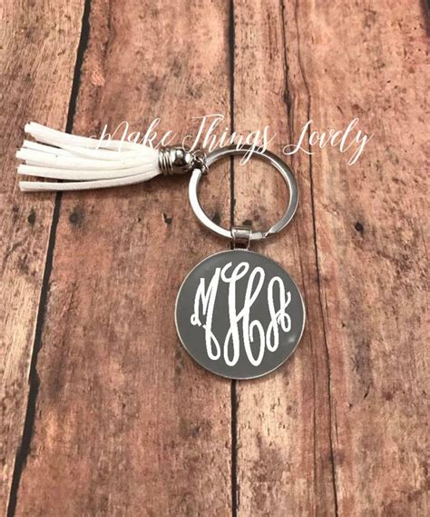 Initial Keychain Monogram Keychain Personalized Gift Tassel - Etsy