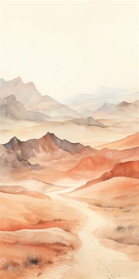 Watercolor Desert Painting: Soft Atmospheric Perspective with Warm ...
