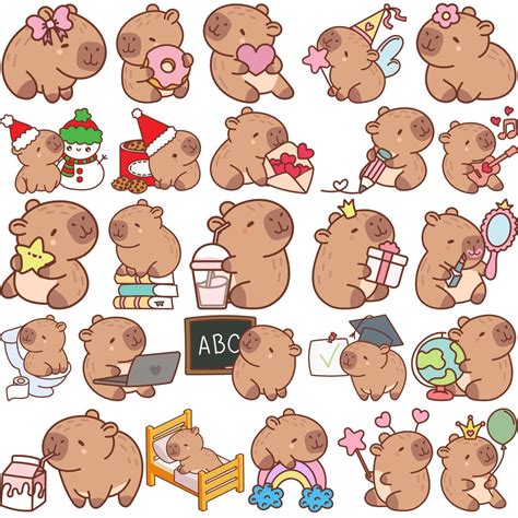 Capivara fofa PNG, Pacote Capivara SVG, Clipart engraçado de Capivara ...