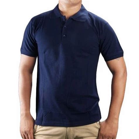 Cotton Mens Navy Blue Collar Neck T Shirt at Rs 160 in Tiruppur | ID ...