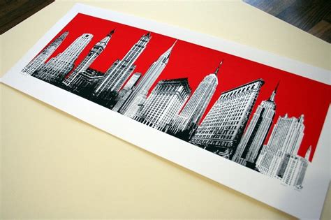 New York City Art Print Pop Art Deco Red NYC Skyline - Etsy