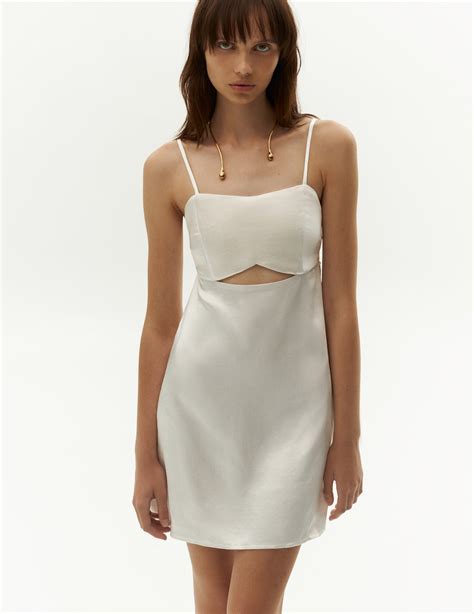 Mini Satin Dress with Cut-out details — White Color, Rehearsal Dress ...