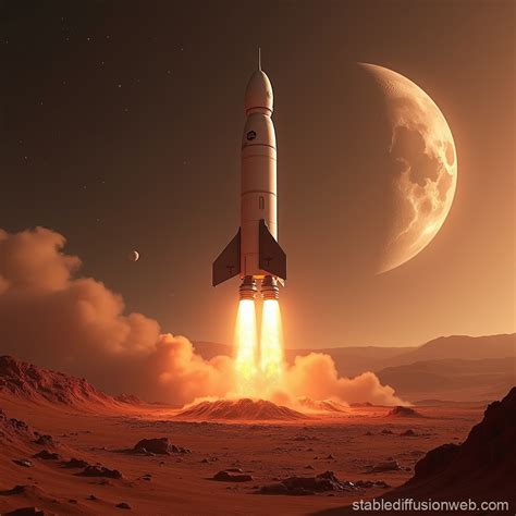 Mars Landing Space Rocket Image | Stable Diffusion Online