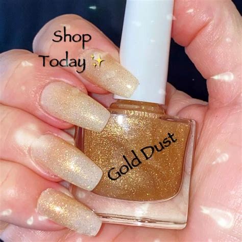 Gold Dust Glitter Gold Nail Polish Gold Glitter Nail - Etsy [Video ...