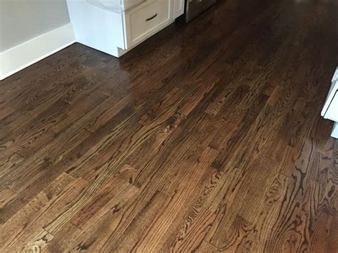 Newly sanded #2 Red Oak Hardwood Flooring. Minwax Espresso Stain