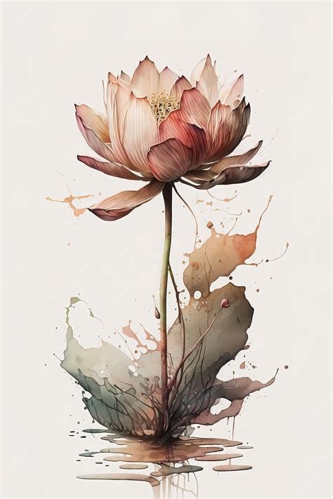 Premium Photo | Watercolor painting of a lotus flower
