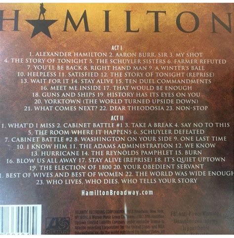 HAMILTON: AN AMERICAN MUSICAL (ORIGINAL BROADWAY CAST ) 2CD, Hobbies ...