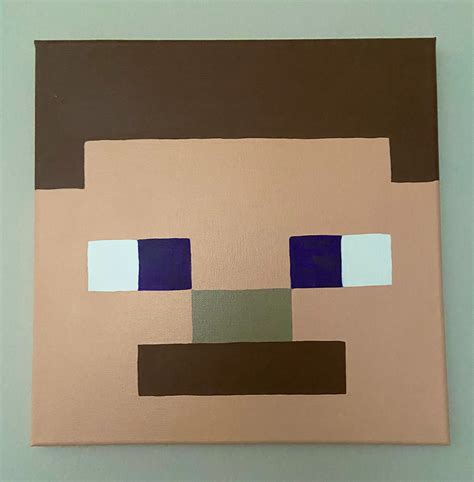 Minecraft Inspired Steve Face Head Painting Wall Art Decor | Etsy