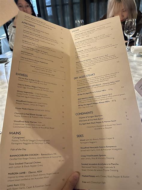 Menu at Porteño steakhouse, Surry Hills, 50 Holt St