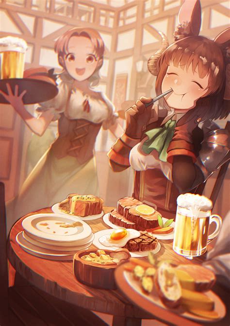 A savory tavern meal : r/AnimeGirlsWithFood