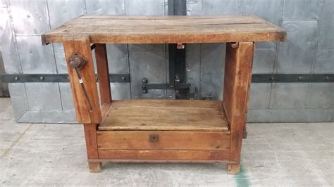 Antique Work Table w. Vise – Antiquities Warehouse