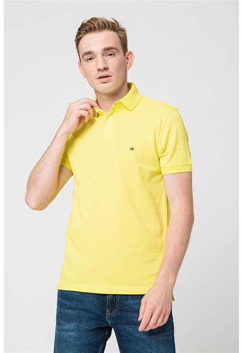Тениска с органичен памук с яка Tommy Hilfiger