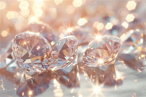 AI generated Polished sparkling diamonds scattered on a reflective