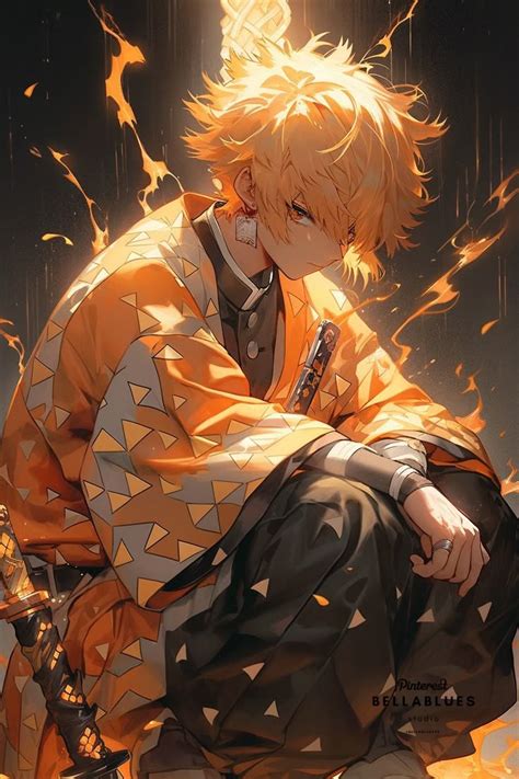 zenitsu agatsuma thunder breathing demon slayer art anime picture
