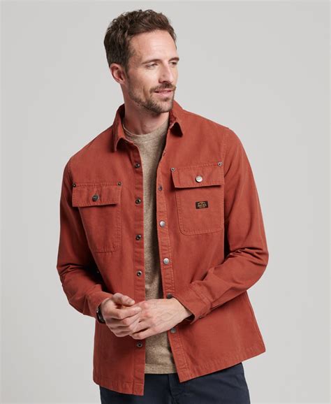 Men's - Canvas Overshirt in Brown | Superdry IE