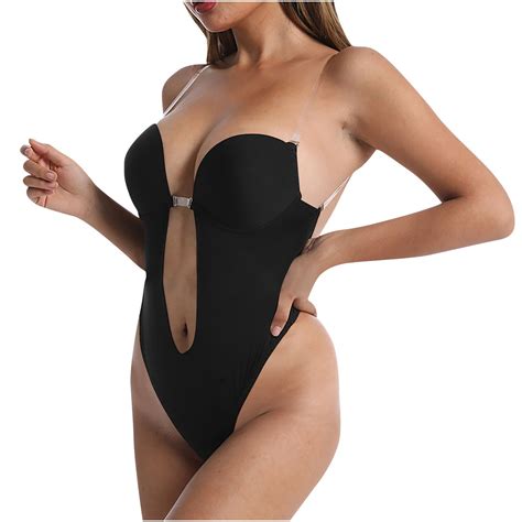 Sexy Backless Body Shapewear Solid Color Low Back Bodysuits Thong
