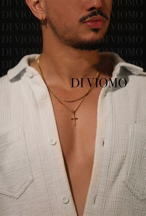 18k Gold Cross Necklace, Gold Cross Necklace, Men Waterproof Necklace ...