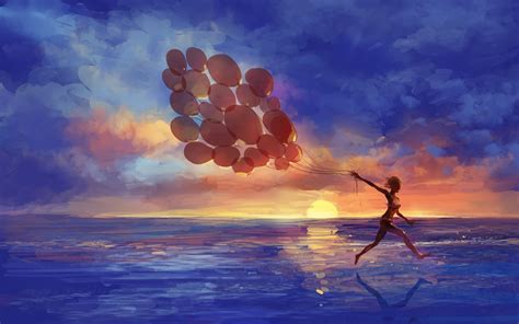 Achtergronden : 1920x1200 px, KUNST, artistiek, ballon, stranden ...