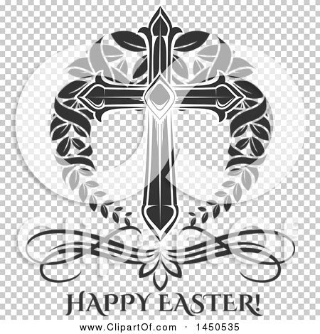 Clipart Graphic of a Black and White Cross and Easter Text - Royalty ...