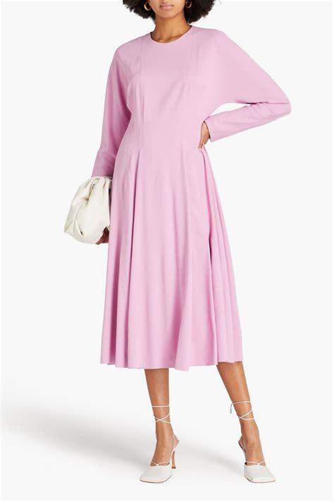 tomorrow pleated stretch crepe midi dress  outnet