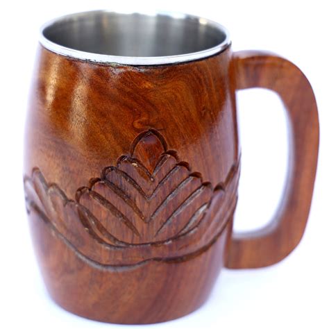 Handmade Wooden Mug With Stainless Steel Insert 250 ml Capa