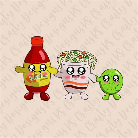 The Trio Animated PNG Maruchan Salsa Valentina Y Limon PNG - Etsy