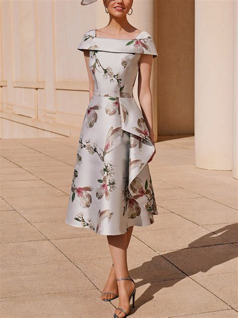 Women Wedding Guest Dresses Floral Tea Party Elegant Daily Midi Short